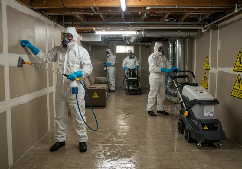 Basement Moisture Removal and Structural Drying process in Candelaria Arenas, PR